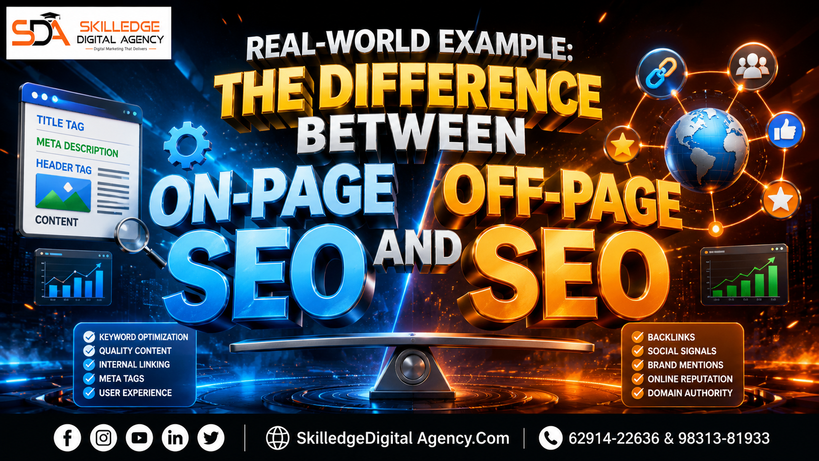 Real-world example The difference between on-page and off-page SEO