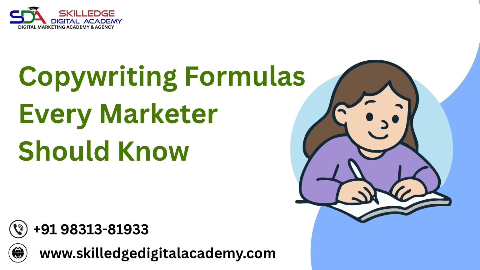 Marketer using copywriting formulas to create persuasive content